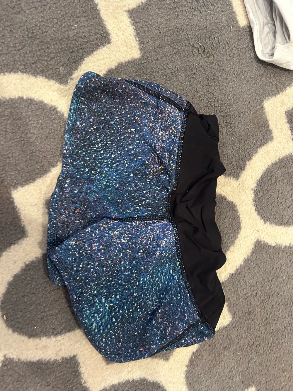 lululemon athletica Girls' Blue Sparkle Shorts with Black Waistband